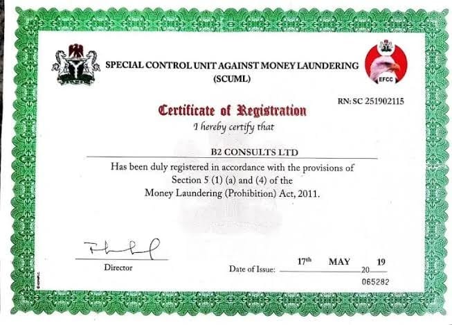 CAC Registration Certificate